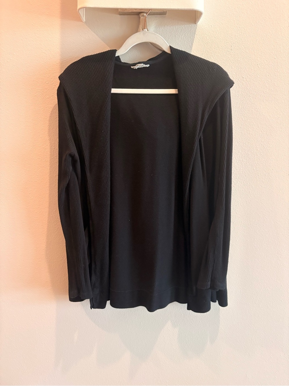 Splendid Black Hooded Open Cardigan